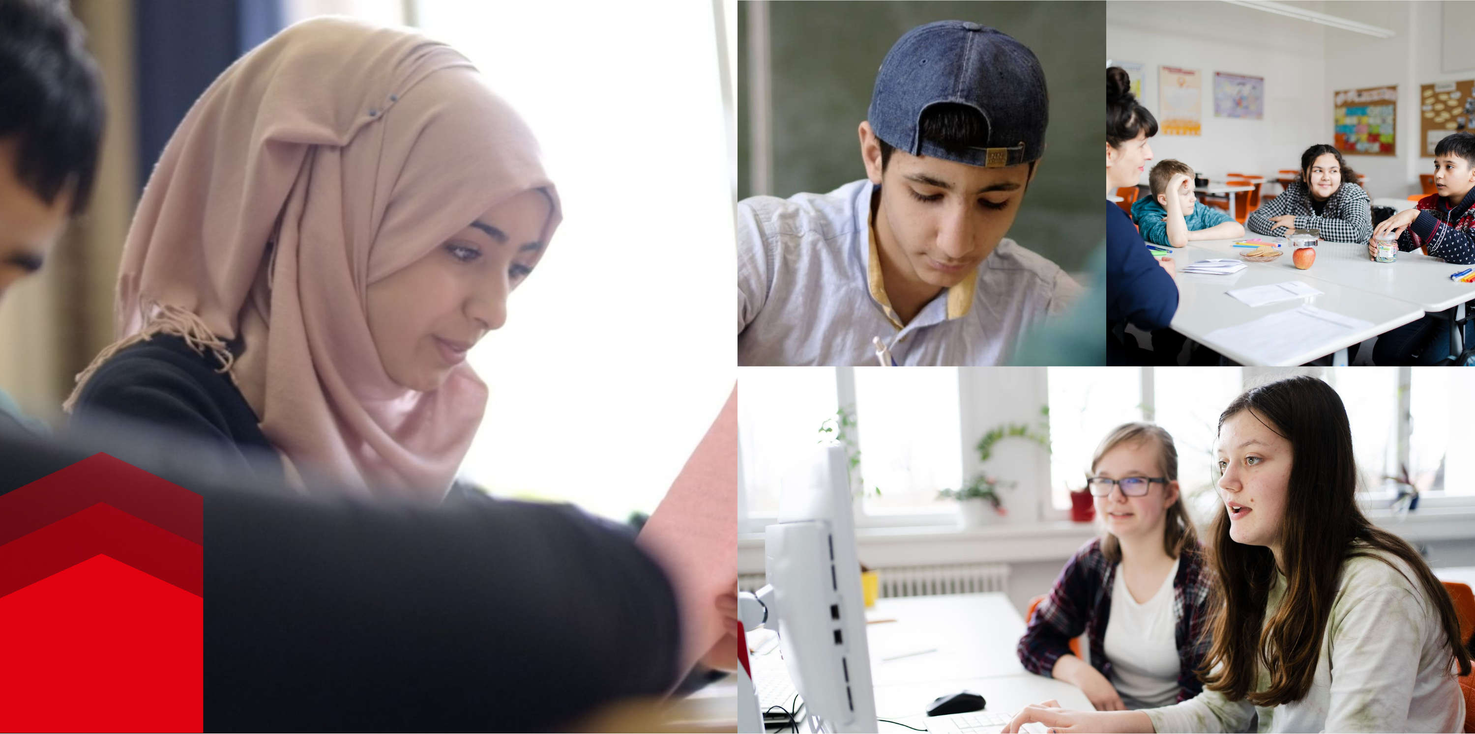 与来自不同国家的孩子在学校的照片拼贴 