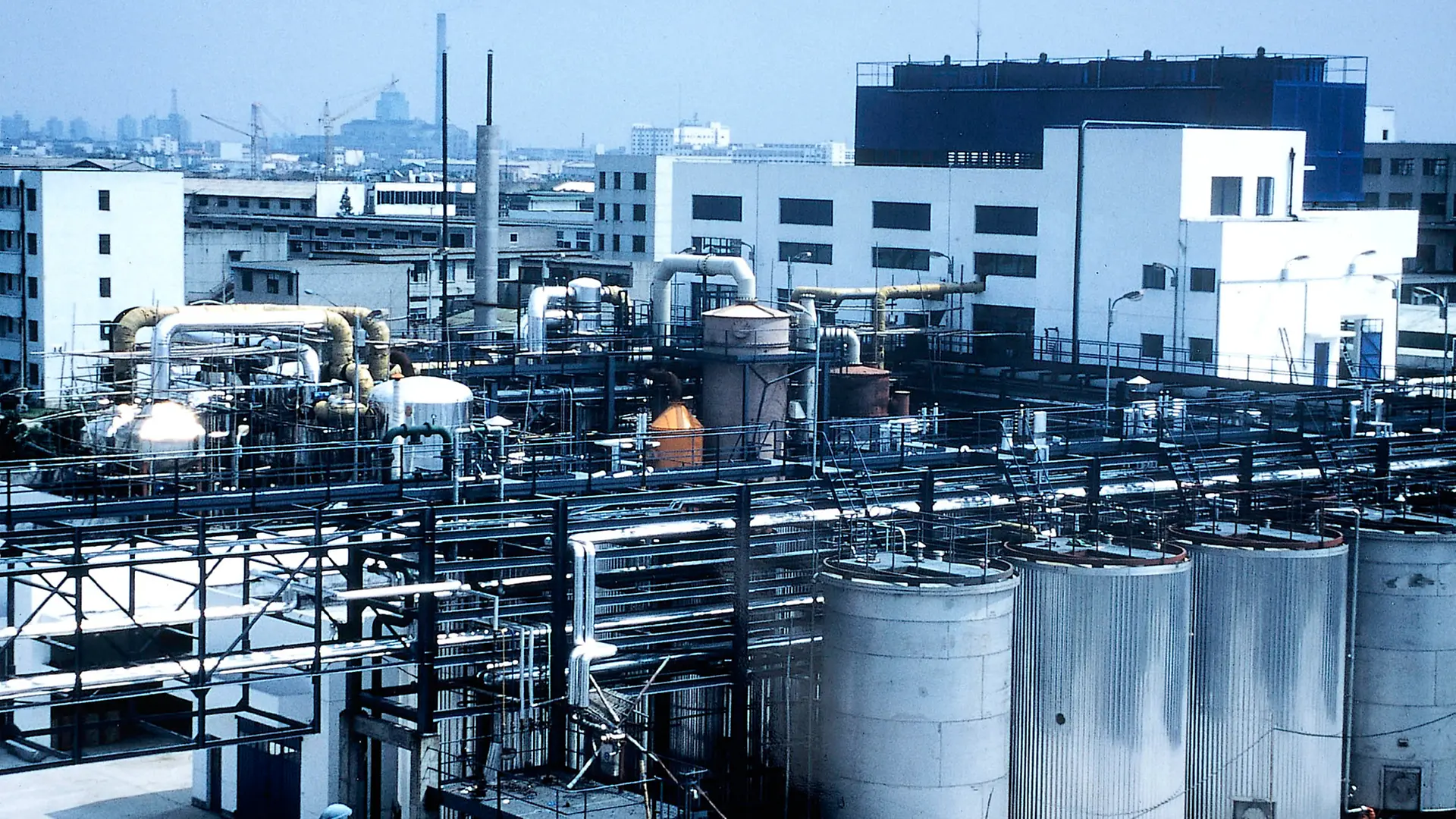 Factory and while buildings.