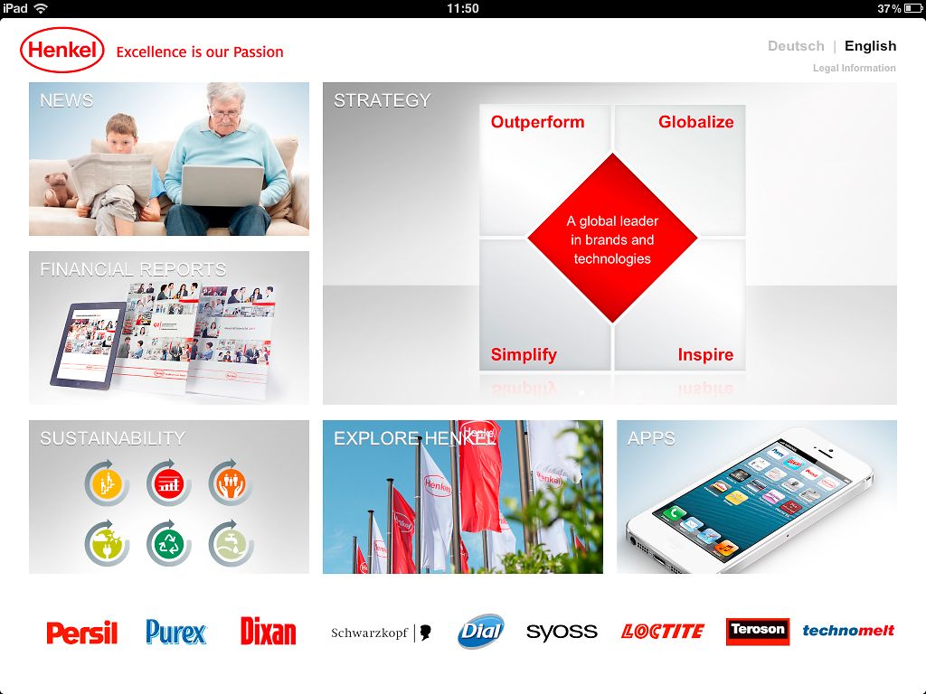 

iPad用户可通过全新汉高应用程序了解公司信息。